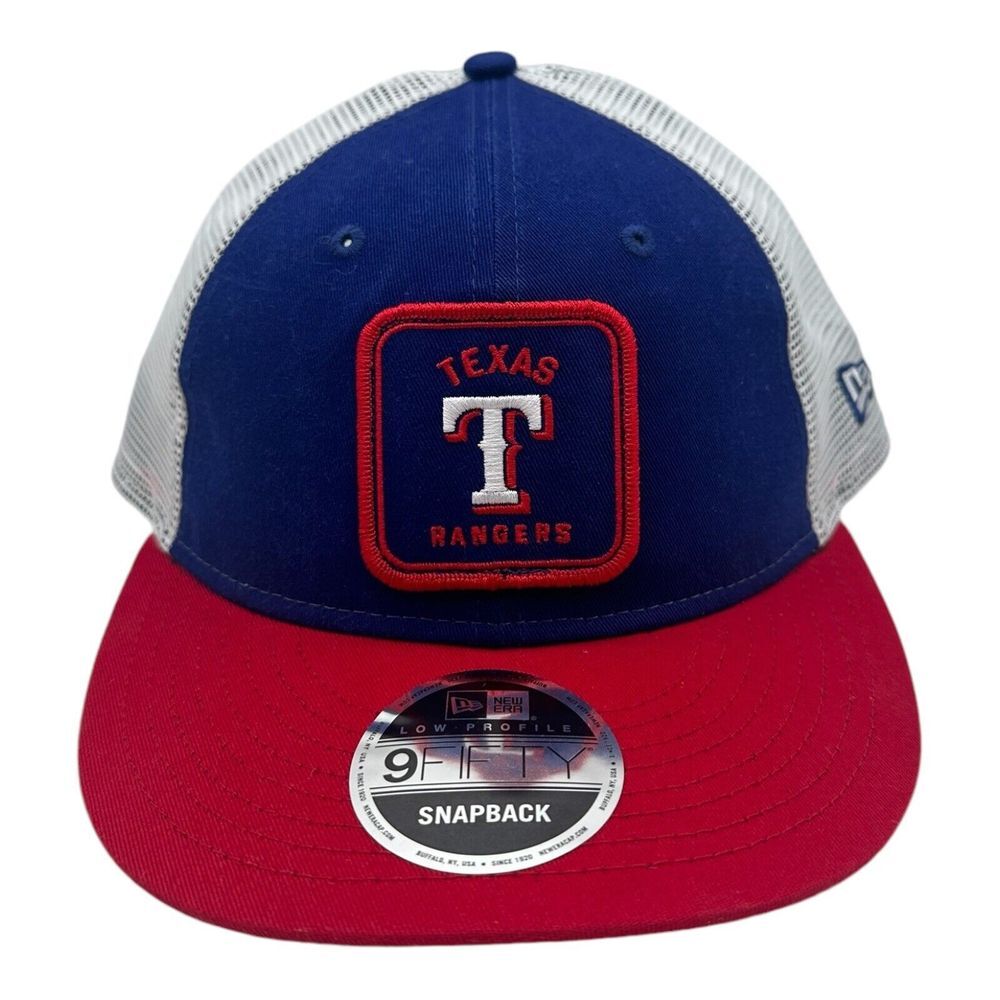 New Era 9Fifty Texas Rangers Hat Cap Snapback Blue Red MLB Baseball Low Profile